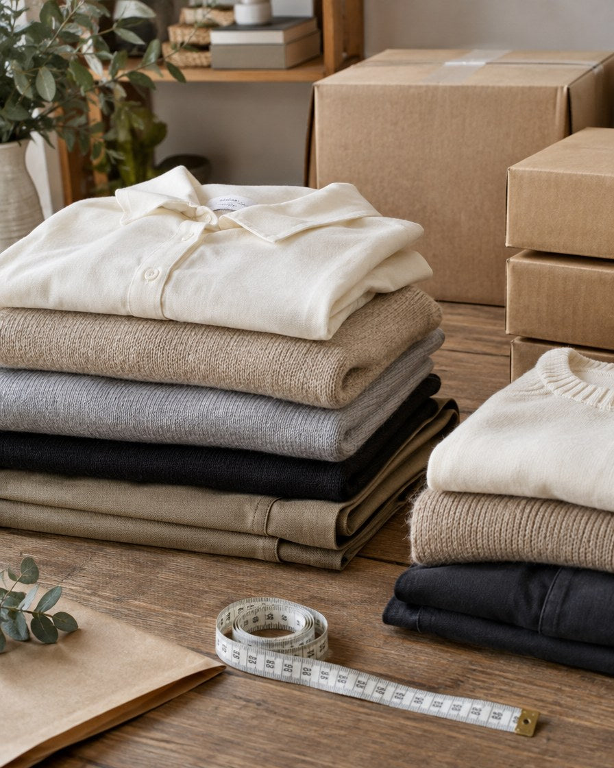 Folded women's separates ready to ship