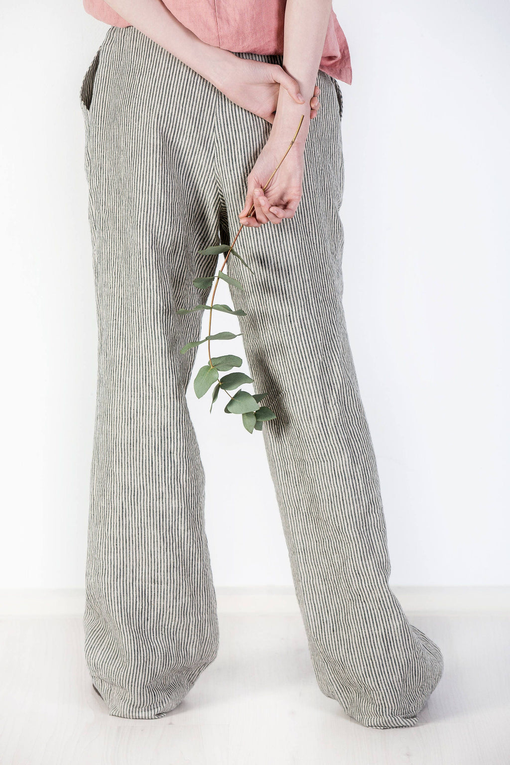 Nadia Beige Linen Wide-Leg Pants — view 3