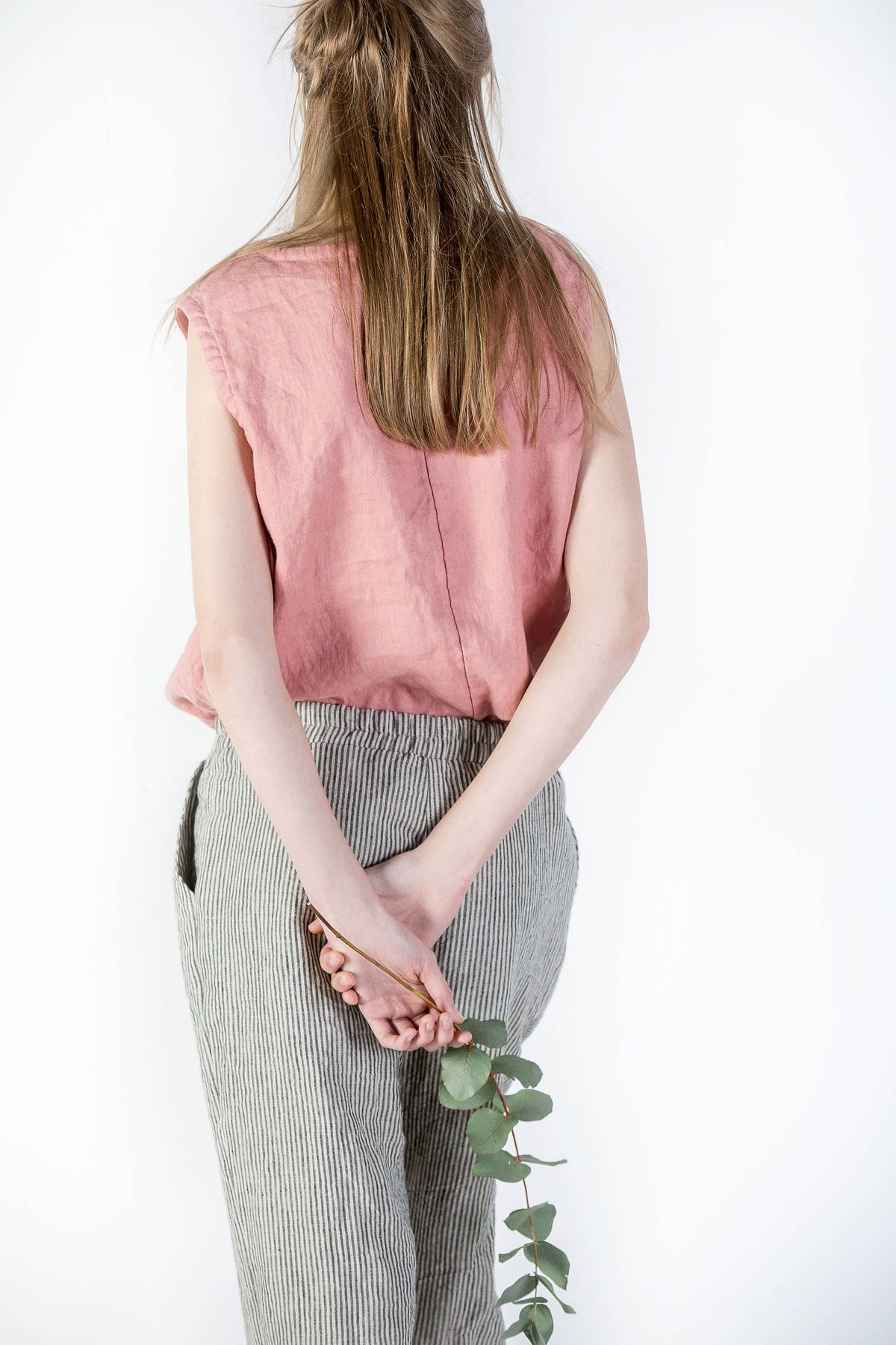 Nadia Beige Linen Wide-Leg Pants — view 2