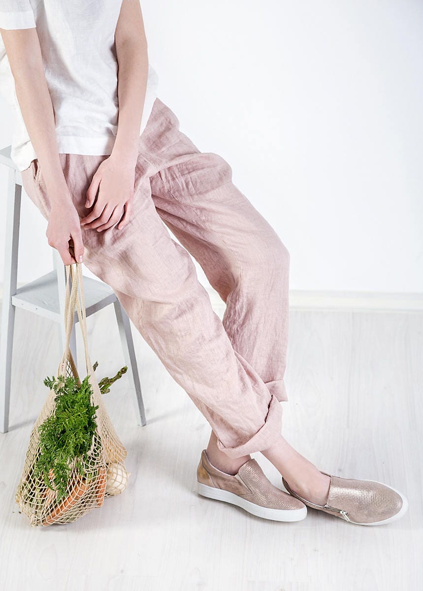 Nadia Beige Linen Wide-Leg Pants — view 4