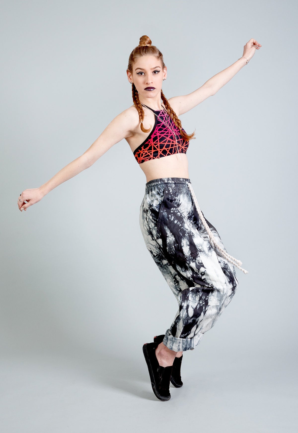 Etta Black Linen Tie-Dye Pants — view 3