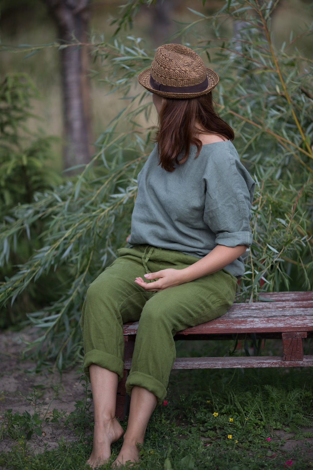 Vivi Pink Linen Oversized Blouse — view 4