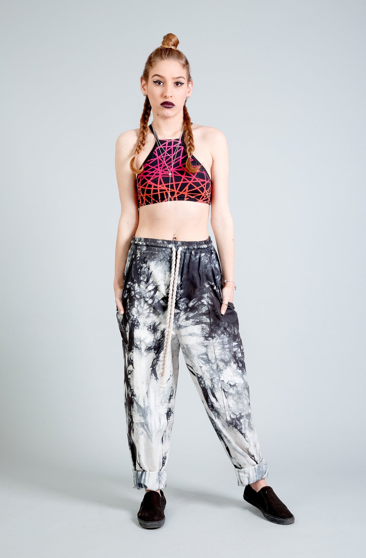 Etta Black Linen Tie-Dye Pants — view 2