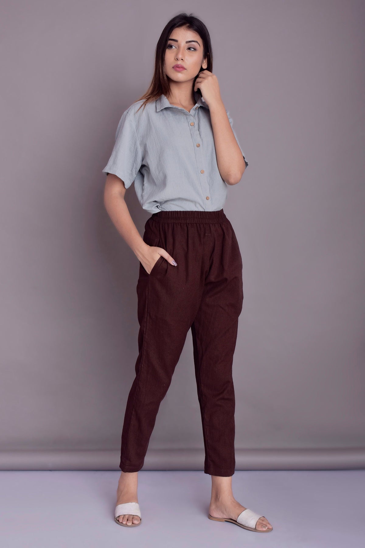 Zara Burgundy Linen Pants — Arthur's Sportswear