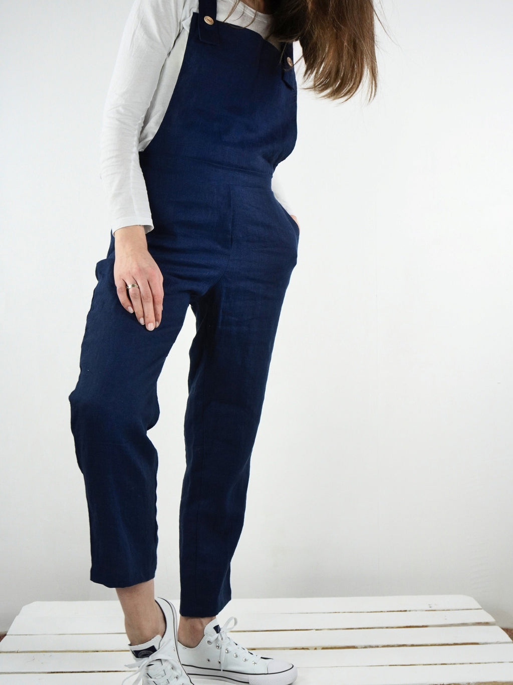 Bea Navy Linen Overalls — Arthur's Sportswear