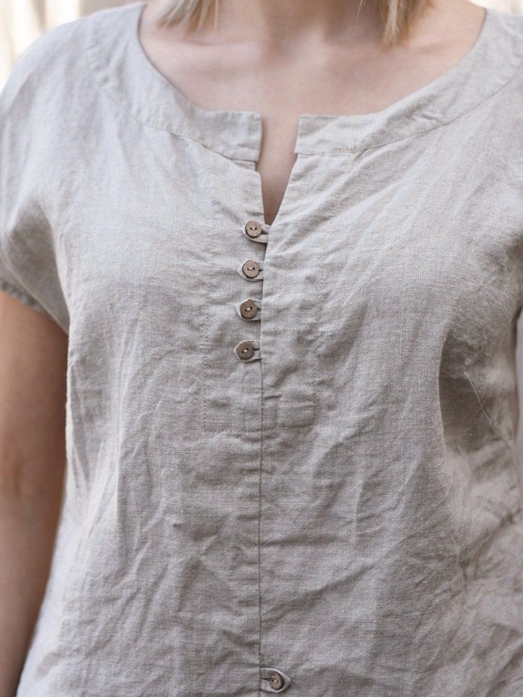 Aria Gray Linen Top — view 5