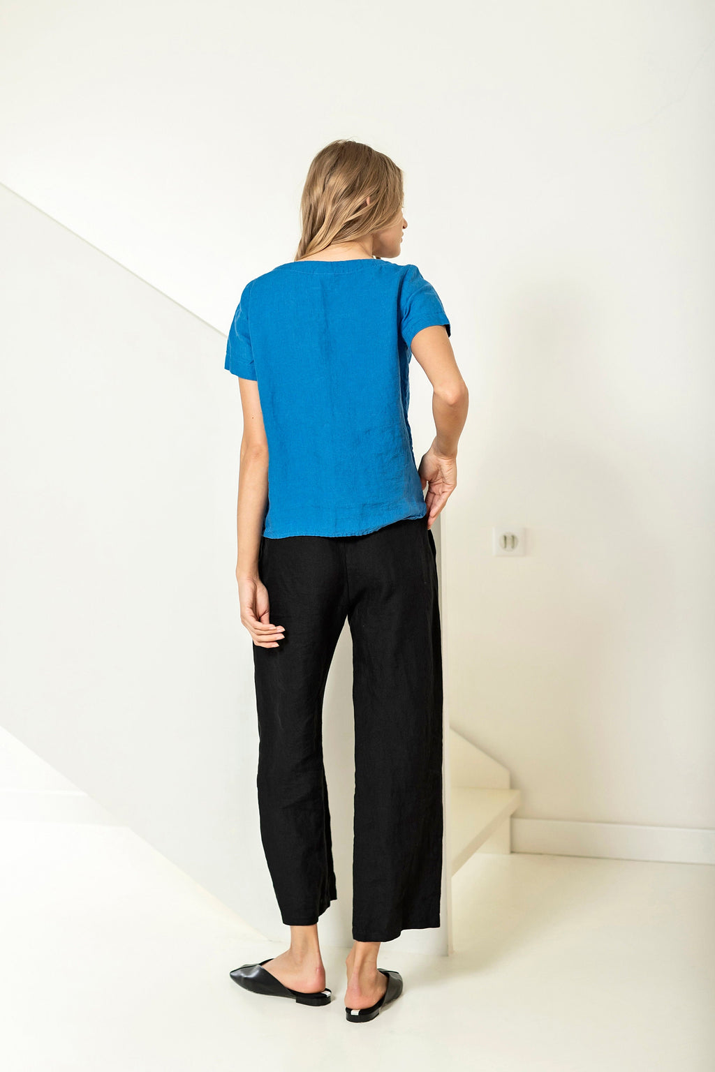 Nora Blue Linen Shirt — view 2