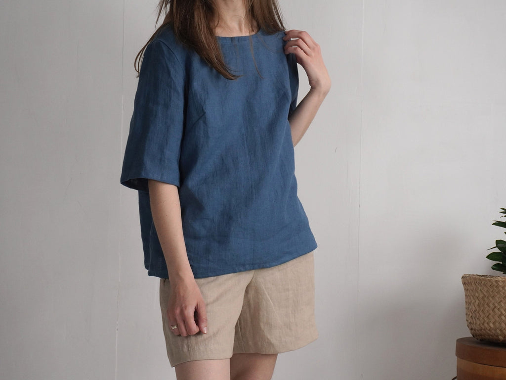 Freya Navy Linen Blouse — Arthur's Sportswear