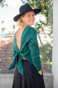 Tessa Green Linen Open-Back Top — Arthur's Sportswear