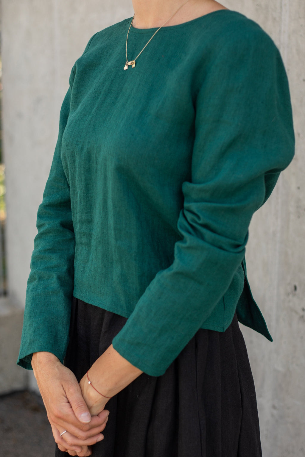 Tessa Green Linen Open-Back Top — view 6