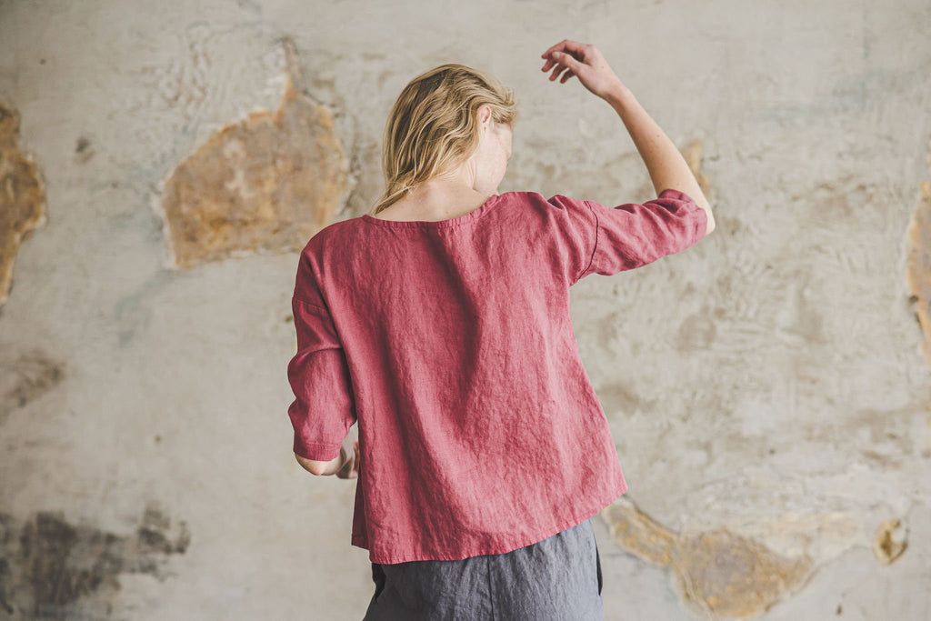Josie Pink Linen Top — view 5