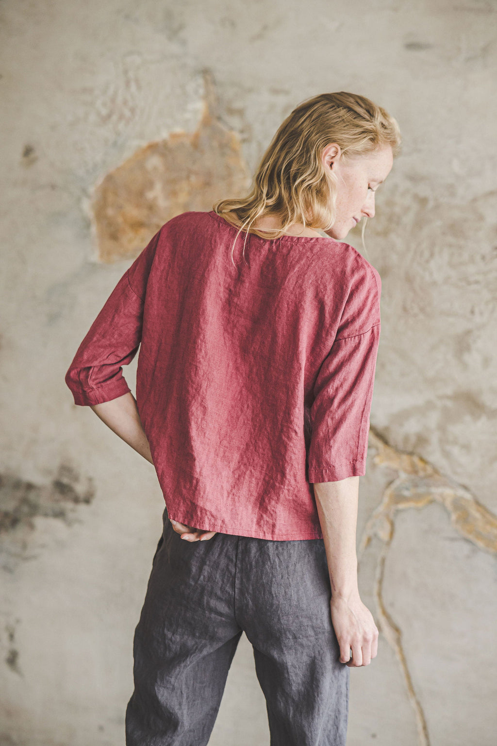 Josie Pink Linen Top — view 2