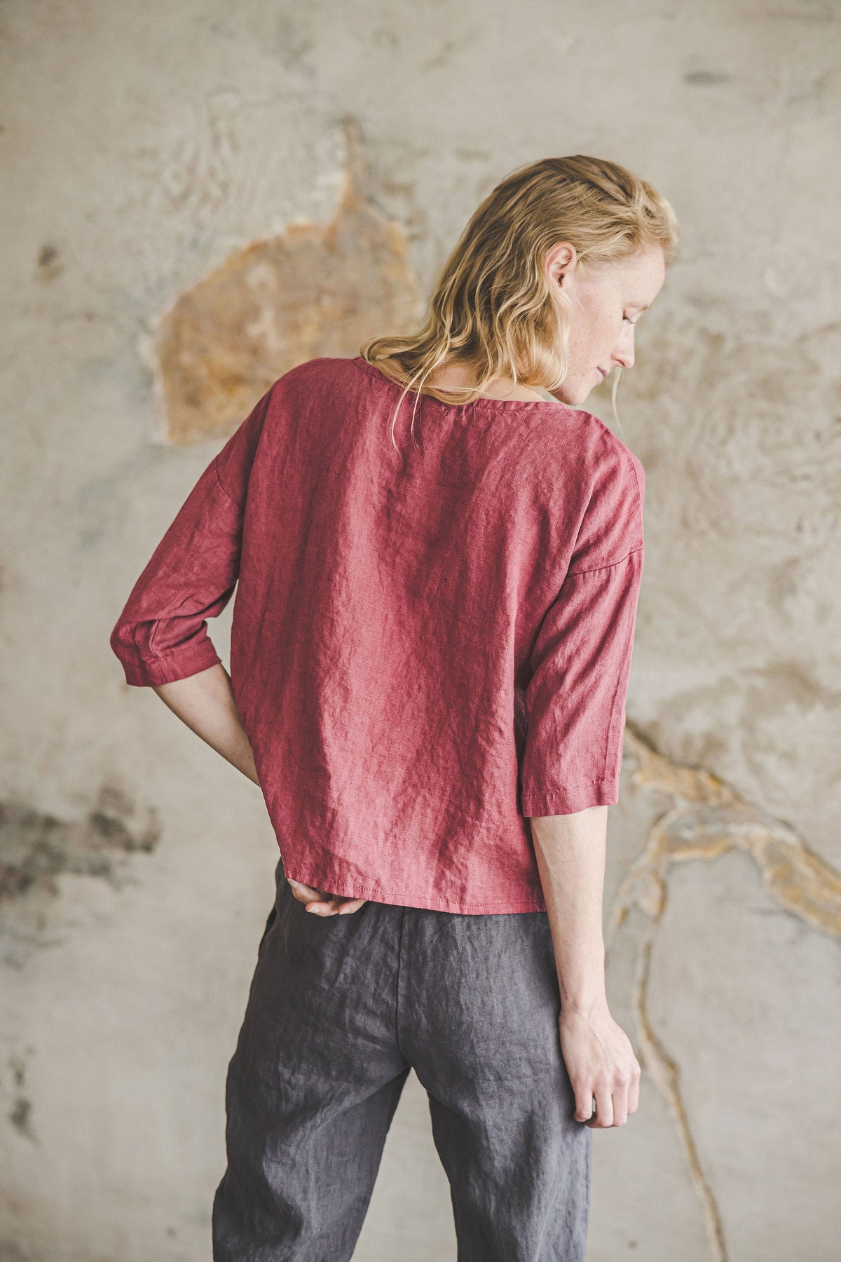 Josie Pink Linen Top — view 2