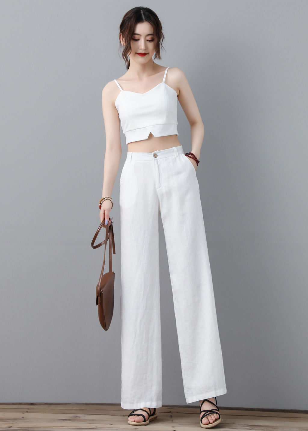 Uma White Linen Wide-Leg Pants — Arthur's Sportswear