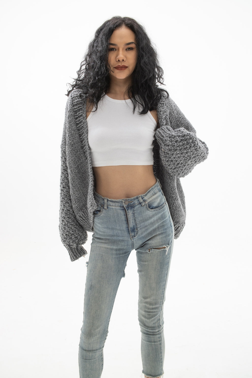 Leona Gray Wool Cardigan — view 6