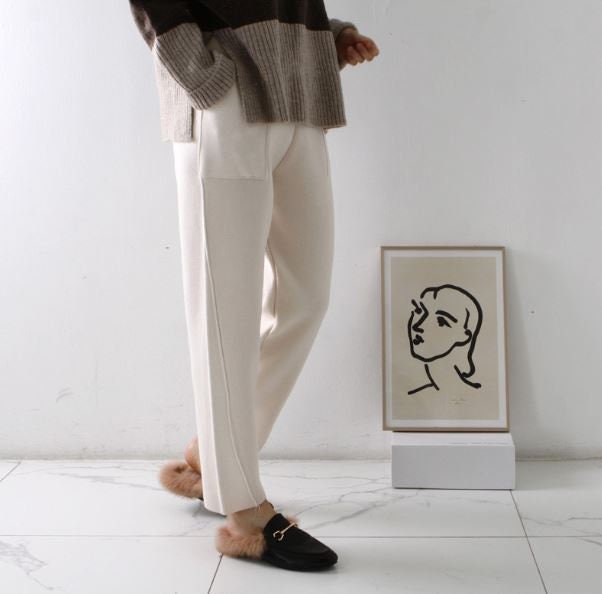 Jade Brown Knit Wide-Leg Pants — view 5