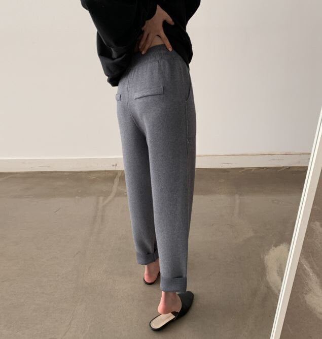 Jade Brown Knit Wide-Leg Pants — view 6