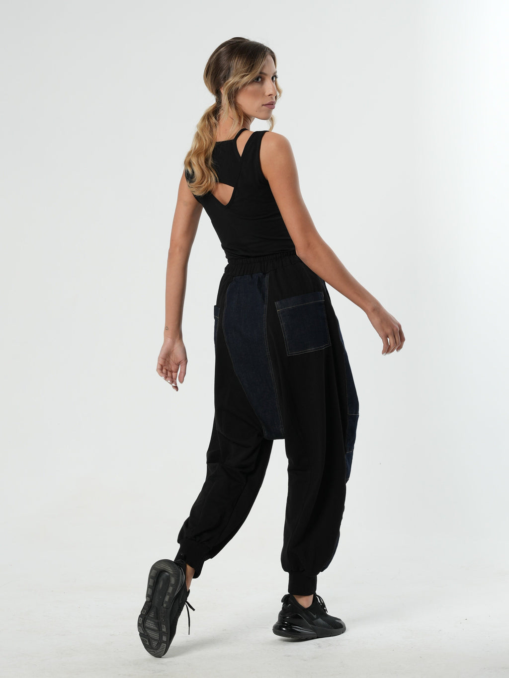 Faye Black Denim Wide-Leg Pants — view 3