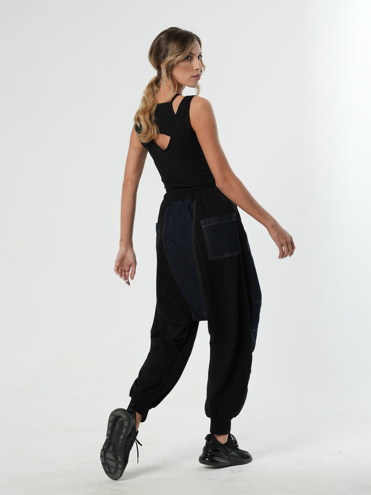 Faye Black Denim Wide-Leg Pants — view 3