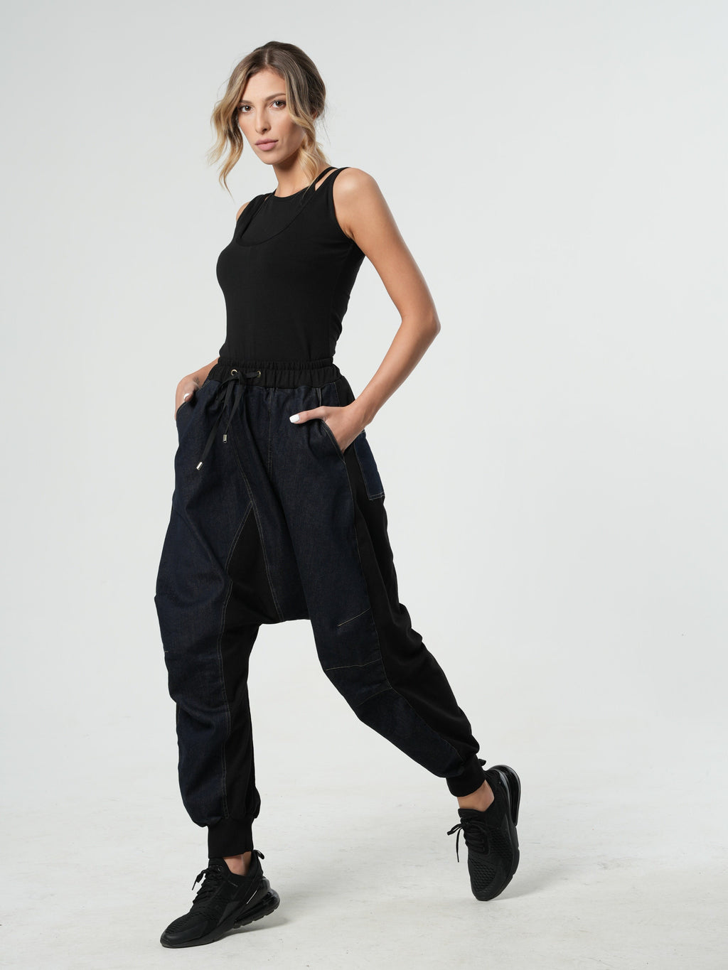 Faye Black Denim Wide-Leg Pants — view 4