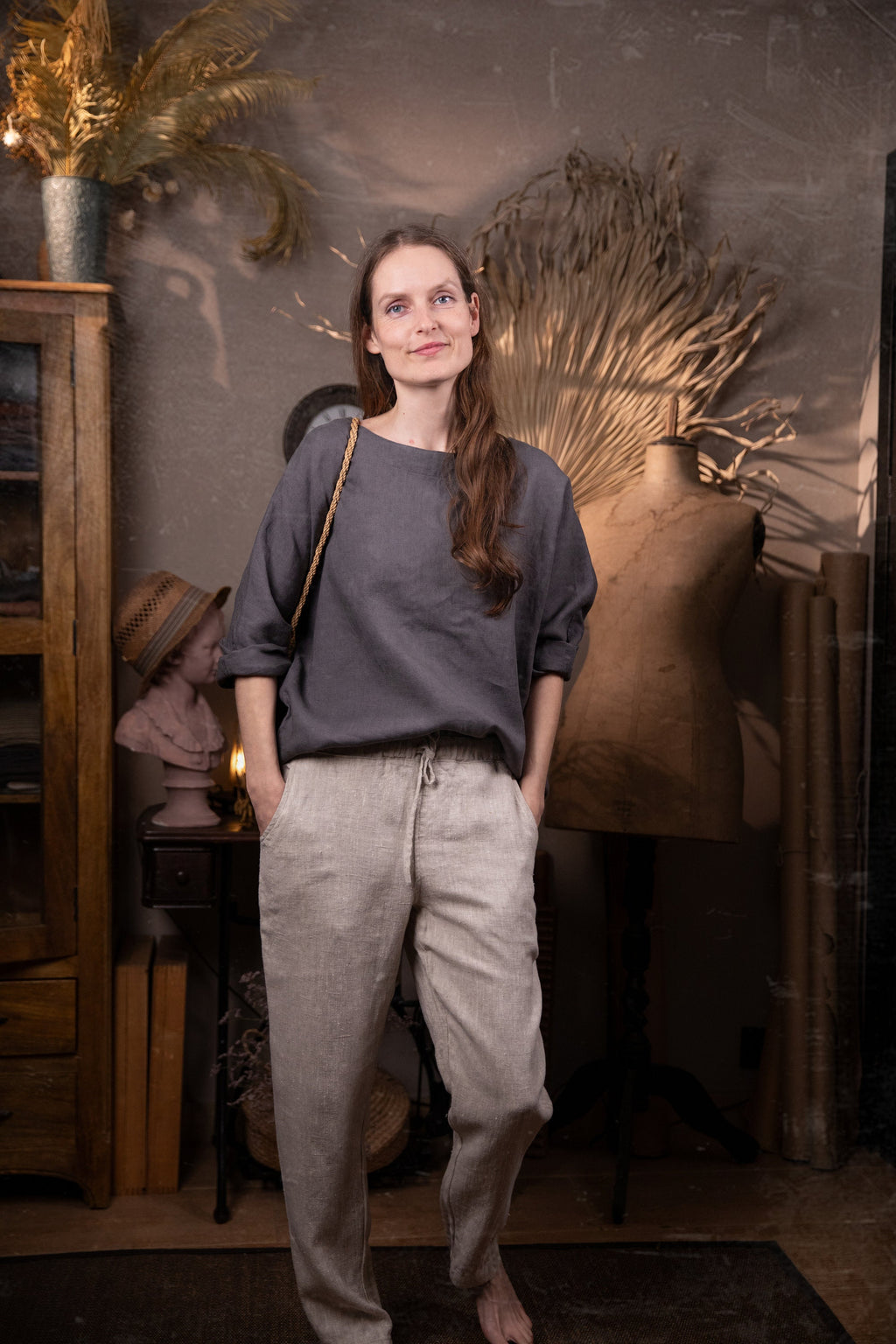 Tilly Gray Linen Blouse — view 3