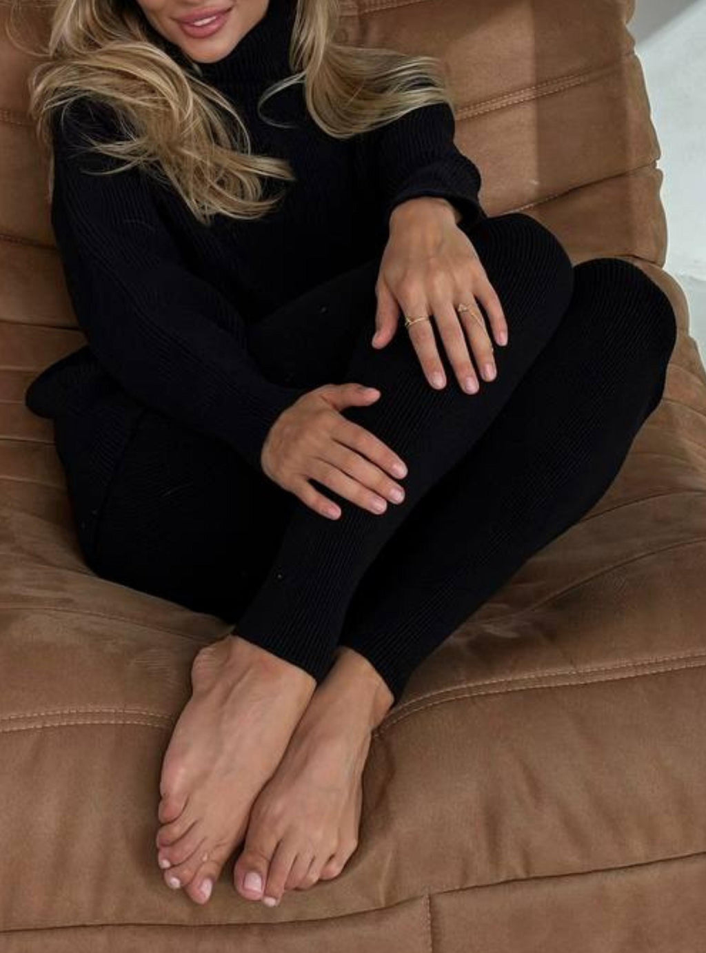 Elena Black Knit Oversized Sweater — view 5