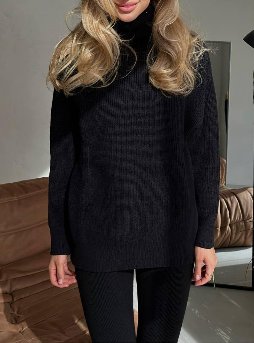 Elena Black Knit Oversized Sweater — Arthur's Sportswear