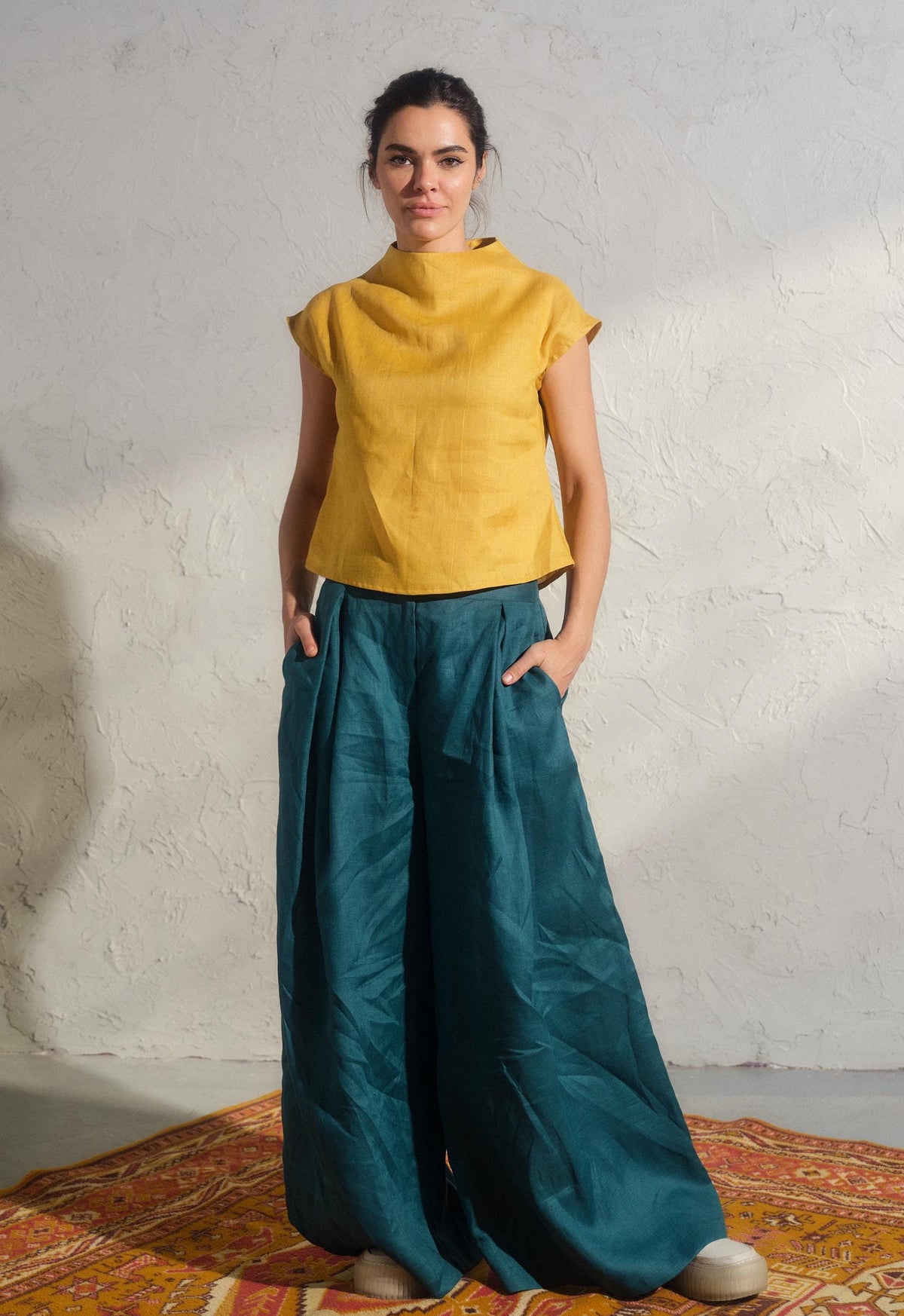 Zelda Mustard Linen Top — Arthur's Sportswear