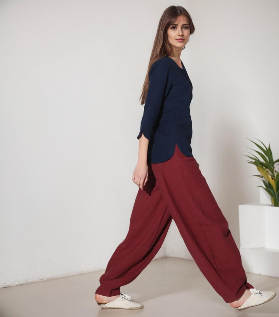 Gia Red Linen Wide-Leg Pants — view 3
