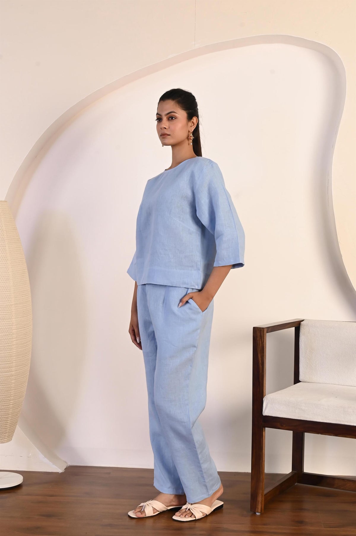 Gwen Light Blue Linen Two-Piece Set — view 3