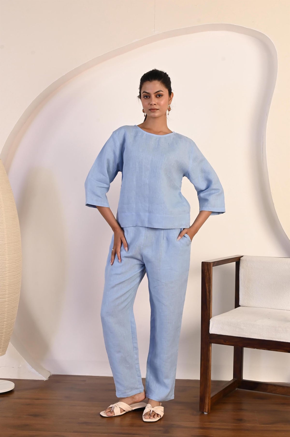 Gwen Light Blue Linen Two-Piece Set — Arthur's Sportswear