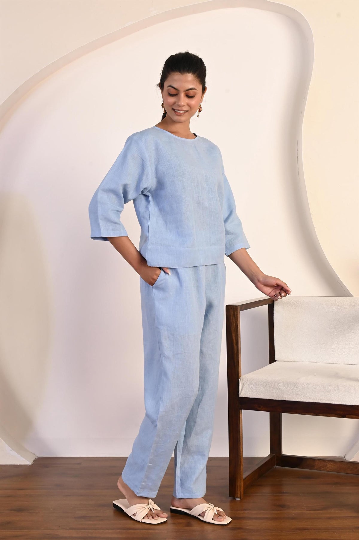 Gwen Light Blue Linen Two-Piece Set — view 5
