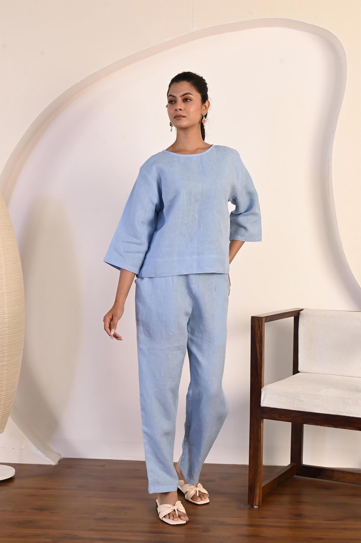 Gwen Light Blue Linen Two-Piece Set — view 2