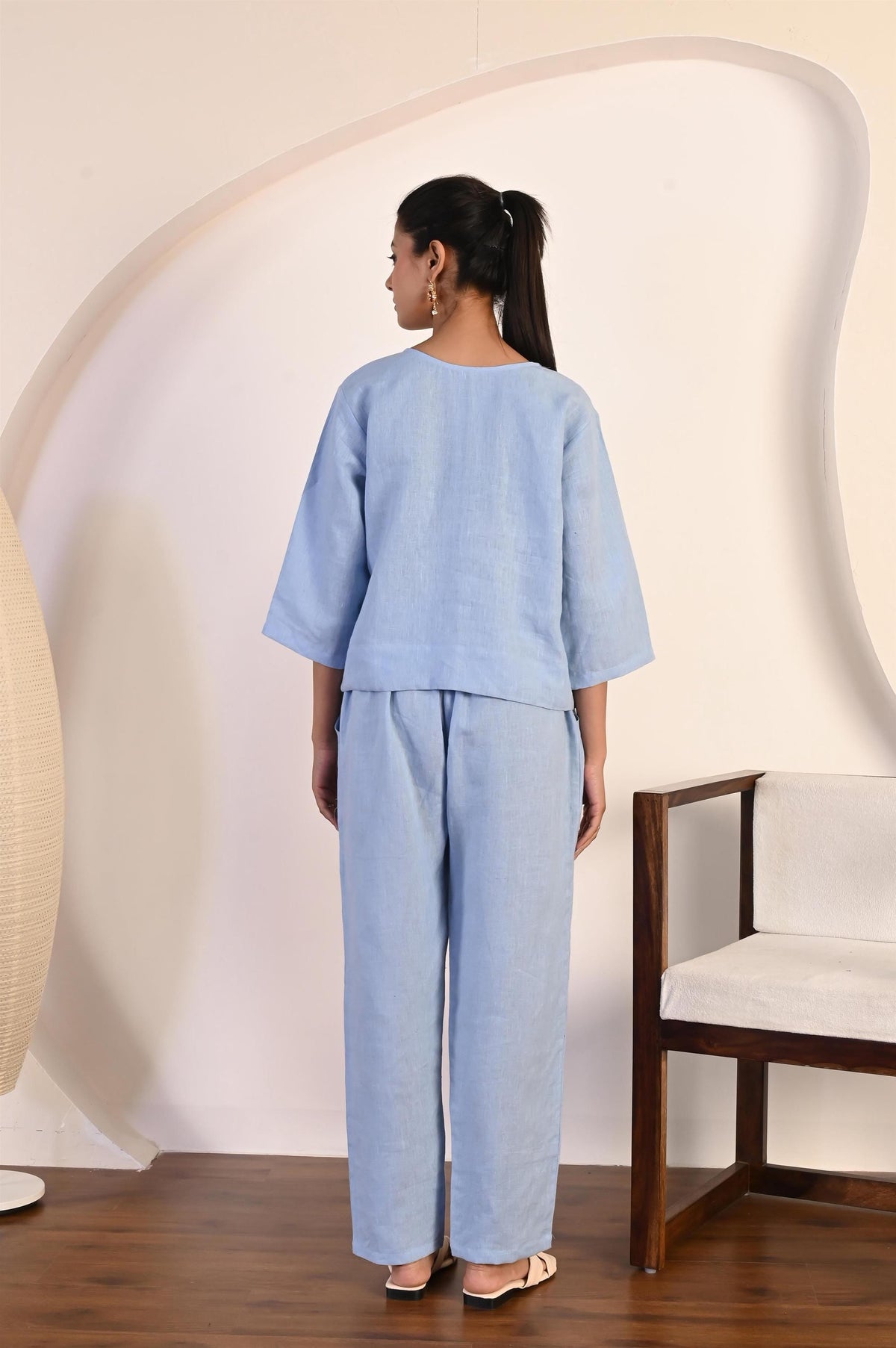 Gwen Light Blue Linen Two-Piece Set — view 4
