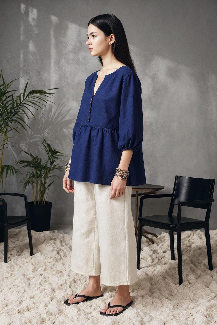 Wynn Navy Linen Button-Down Shirt — view 2