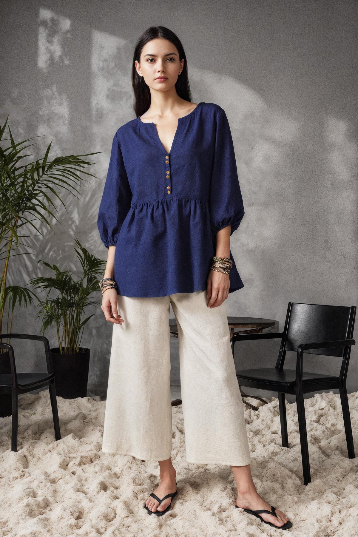 Wynn Navy Linen Button-Down Shirt — Arthur's Sportswear