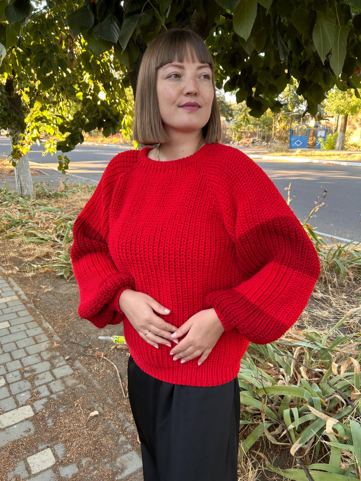 Yvette Red Wool Chunky Sweater — Arthur's Sportswear