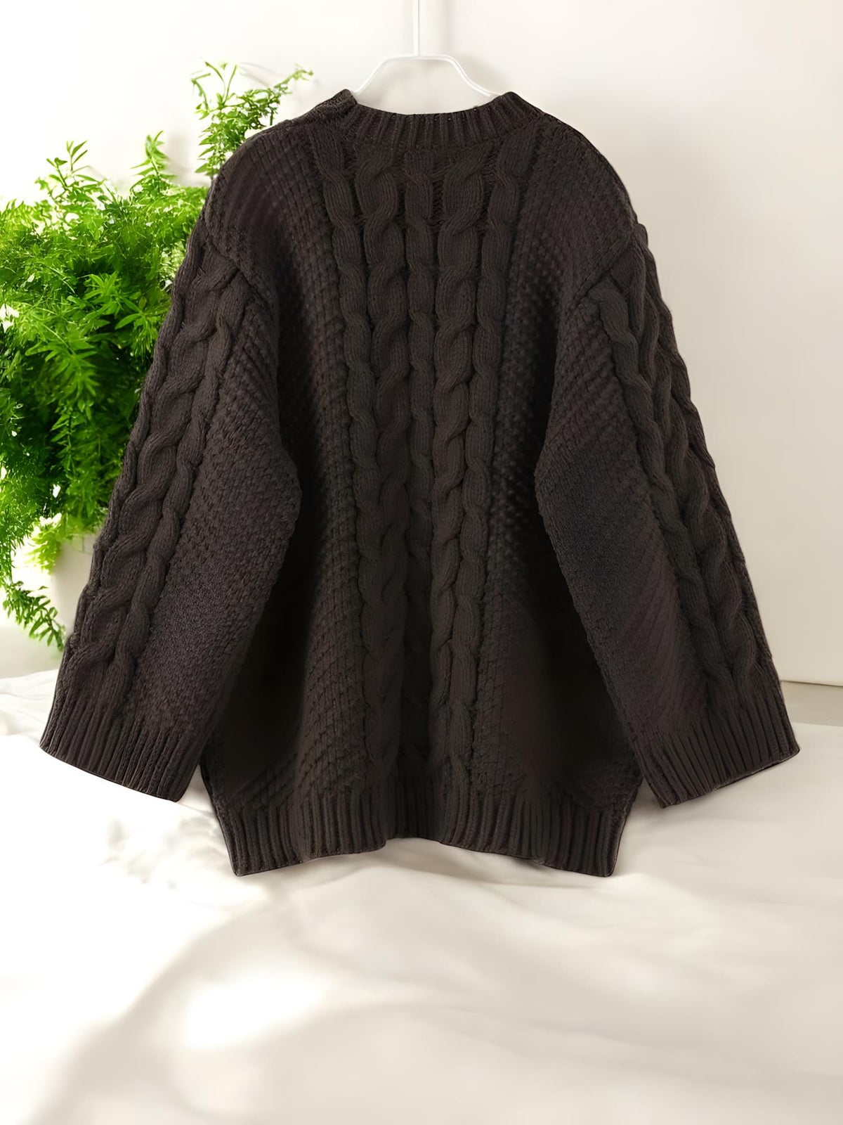 Yara Brown Knit Oversized Sweater — view 3