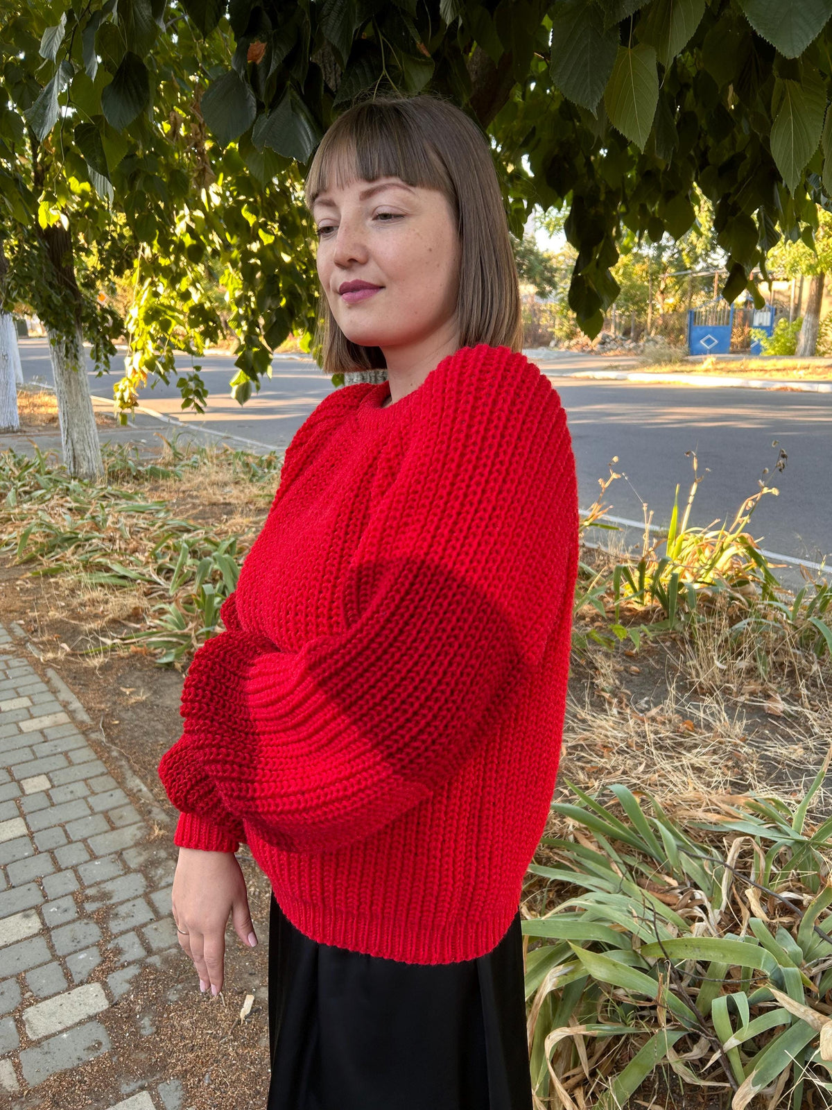 Yvette Red Wool Chunky Sweater — view 5