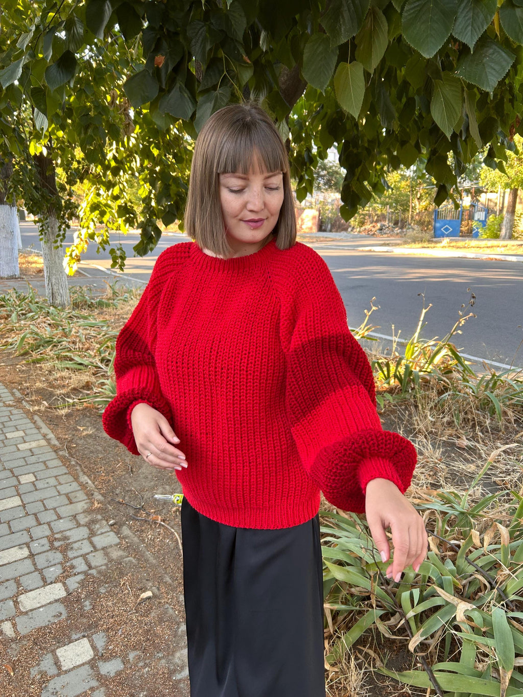 Yvette Red Wool Chunky Sweater — view 4