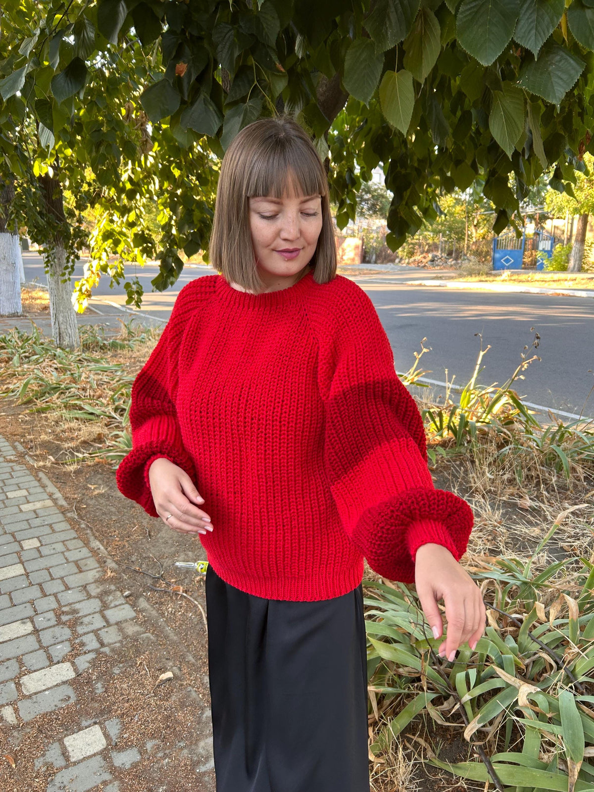 Yvette Red Wool Chunky Sweater — view 4