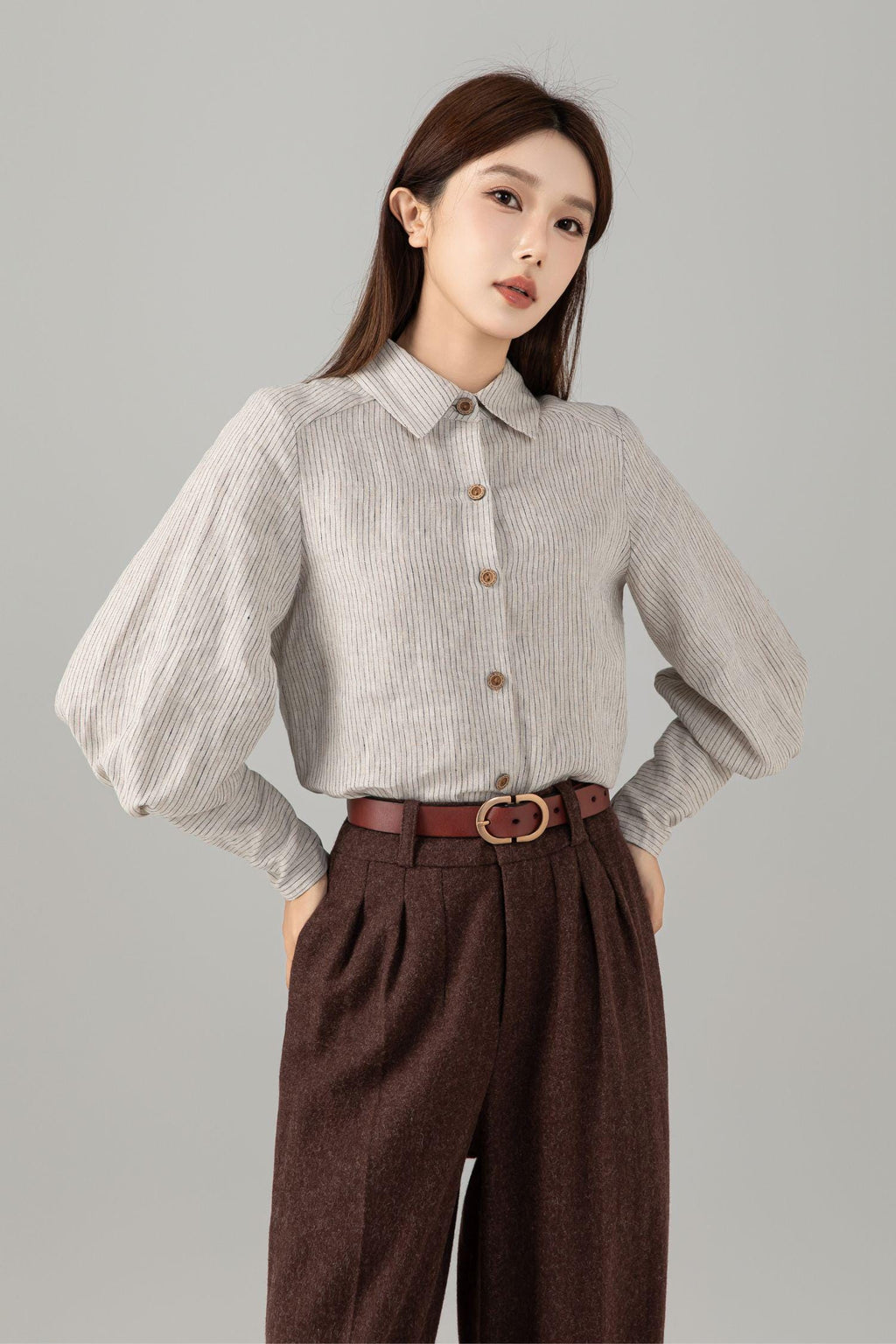 Orla Striped Linen Button-Down Top — Arthur's Sportswear