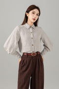 Orla Striped Linen Button-Down Top — Arthur's Sportswear