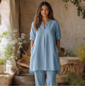 Blair Light Blue Linen Tunic Two-Piece Set — Arthur's Sportswear