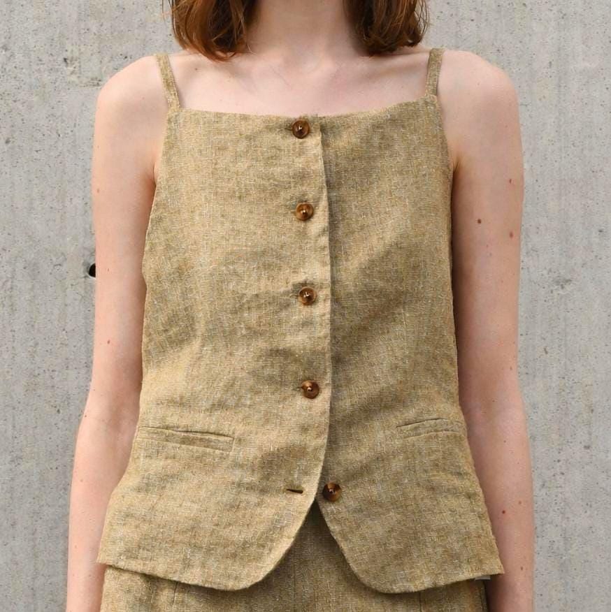 Sage Khaki Linen Shorts Set — view 4
