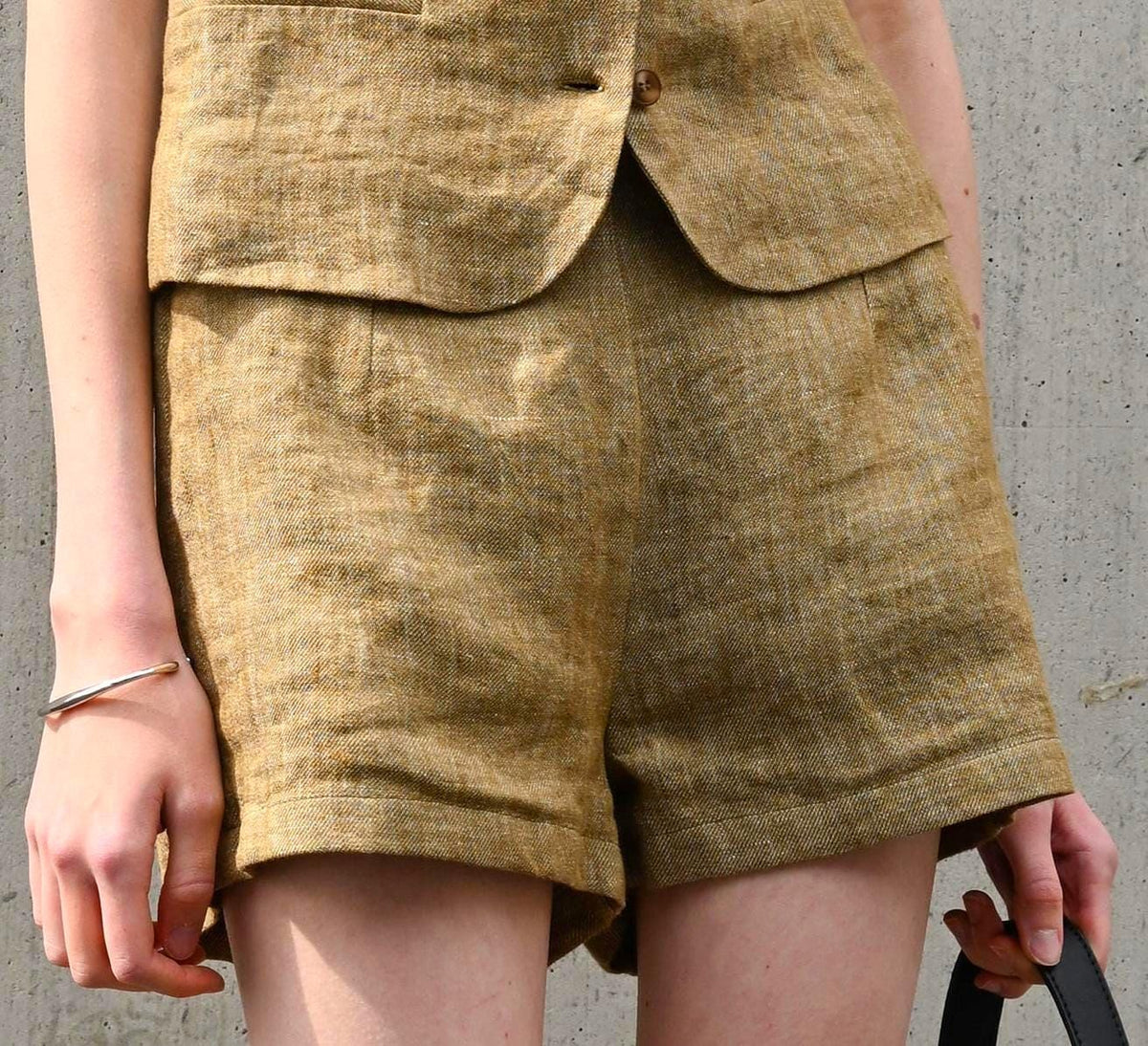 Sage Khaki Linen Shorts Set — view 5