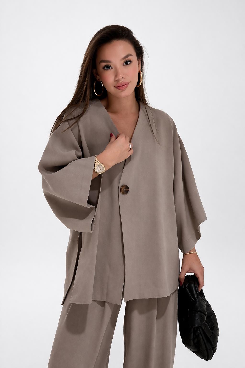 Stella Brown Linen Wide-Leg Two-Piece Set — view 3