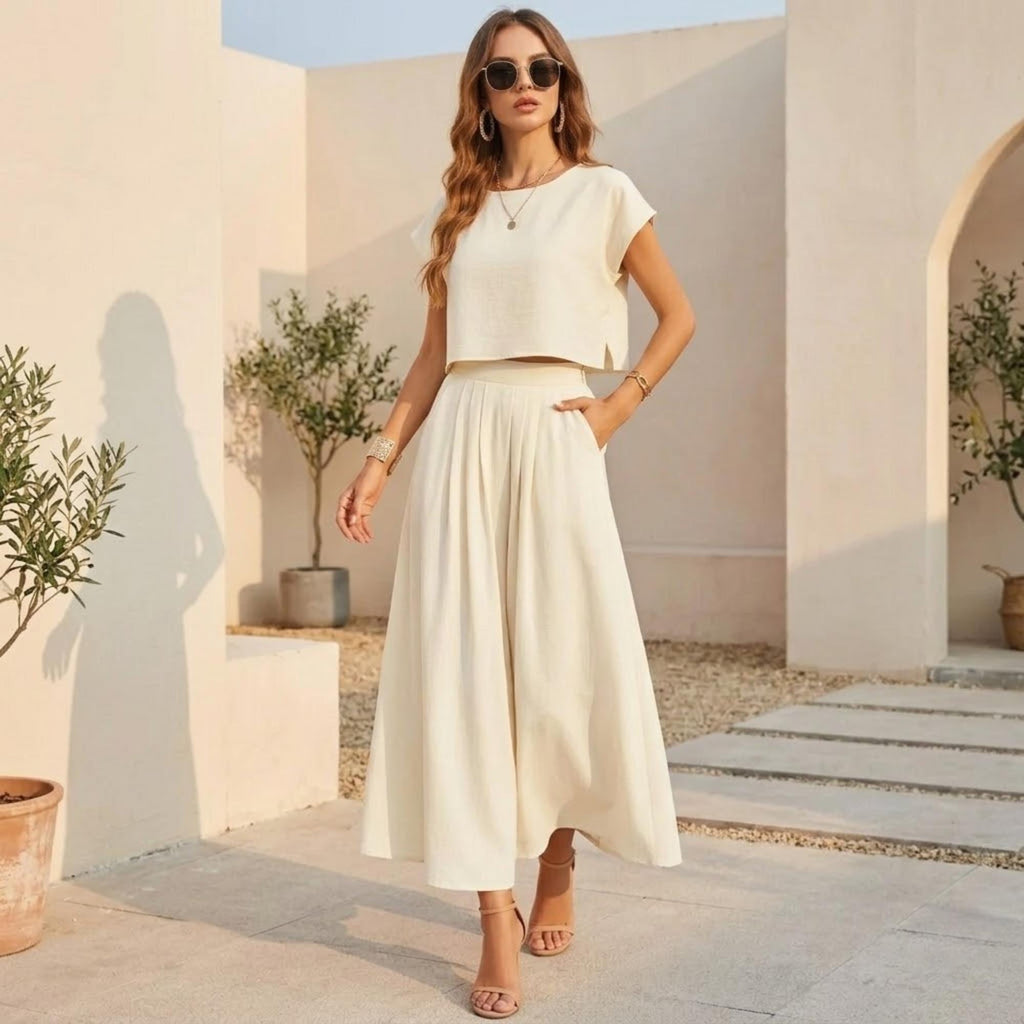 Wren Ivory Linen Two-Piece Set — Arthur's Sportswear