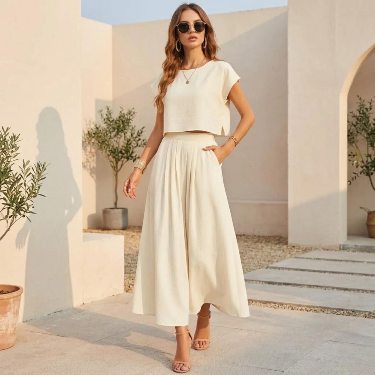 Wren Ivory Linen Two-Piece Set — Arthur's Sportswear