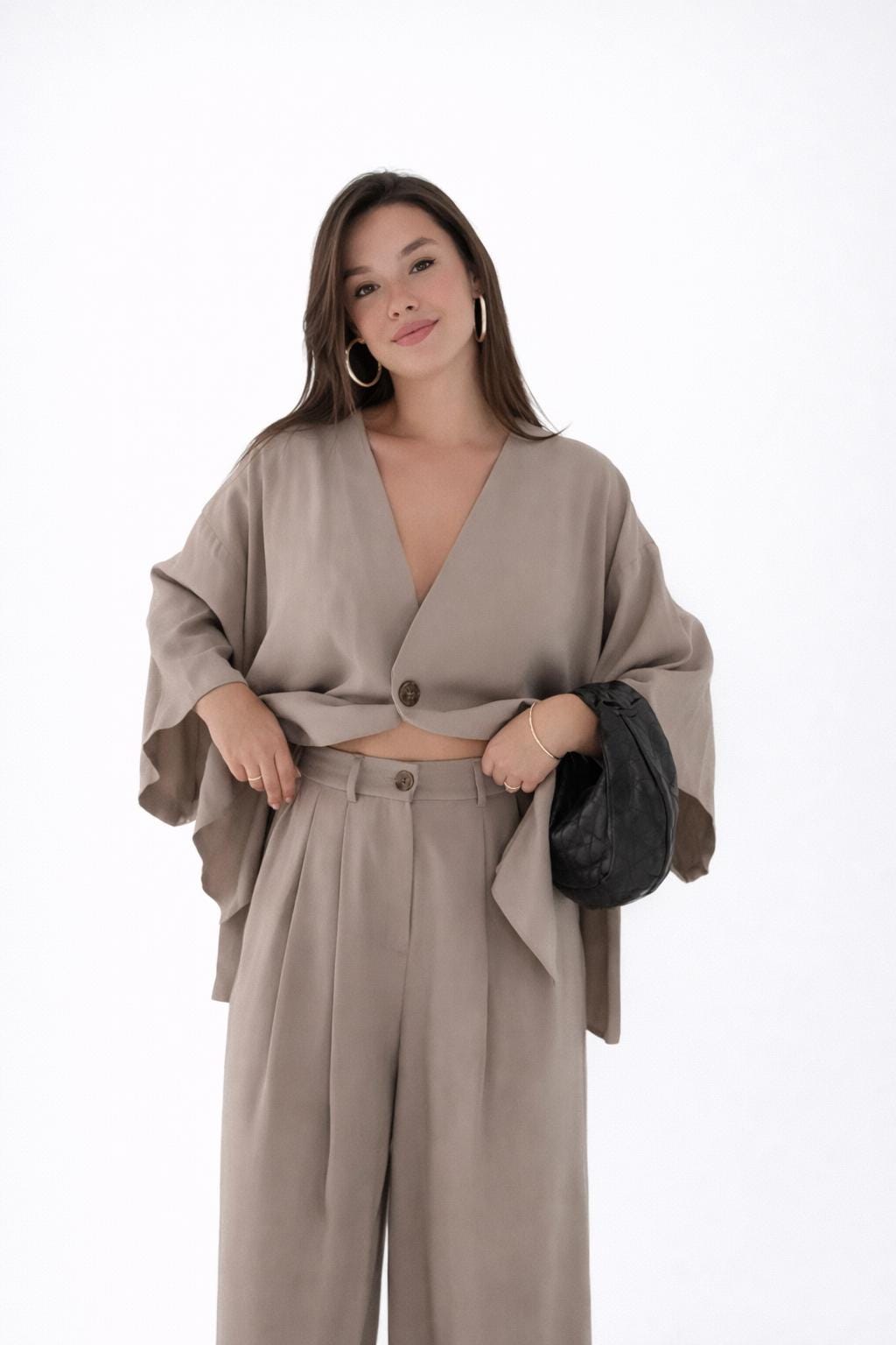 Stella Brown Linen Wide-Leg Two-Piece Set — view 2